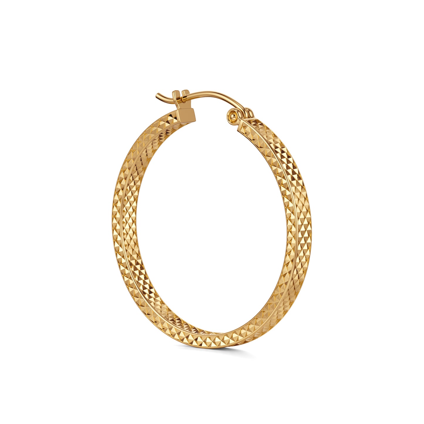 Pyramid Cut Large Hoop Earrings